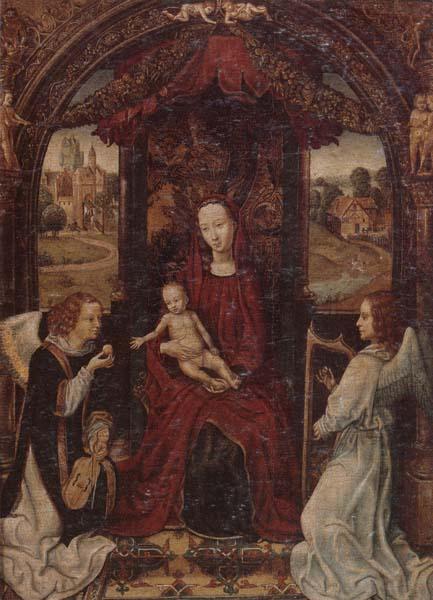unknow artist The madonna and child enthroned,attended by angels playing musical instruments Sweden oil painting art